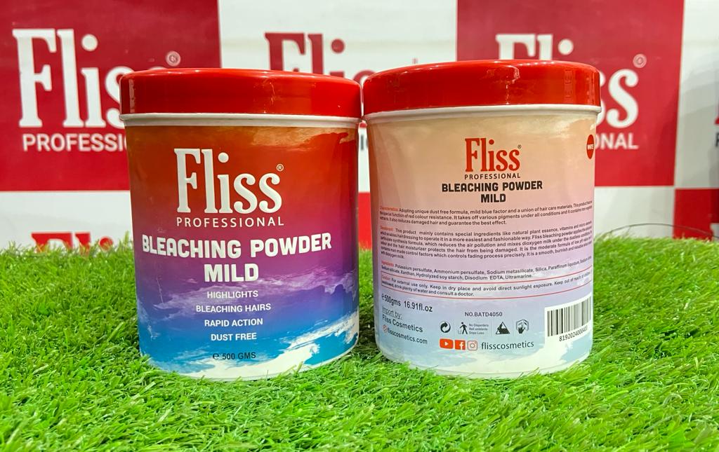Fliss Keratin Bleach Set (Powder White (Mild) 500gms, Dust free powder 50gm)