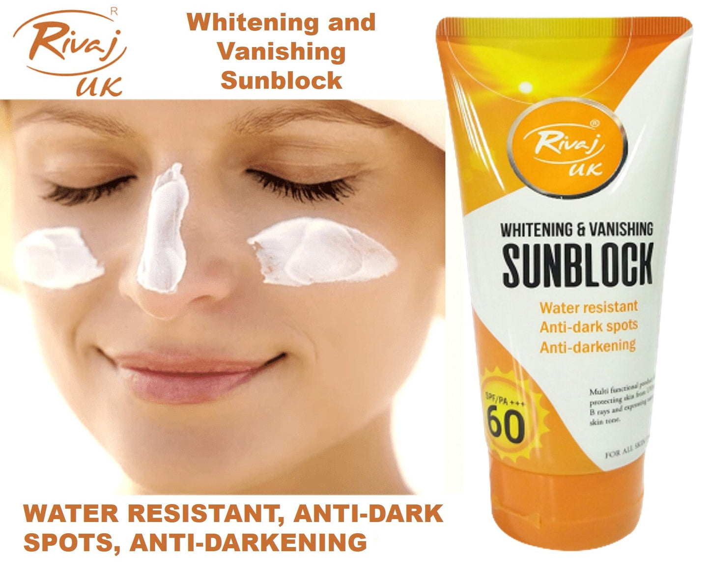 Rivaj Whitening & Vanishing SPF60 Sunblock 100ml – All Skin Type