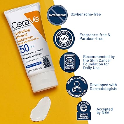 CeraVe 100% Mineral Sunscreen SPF 50