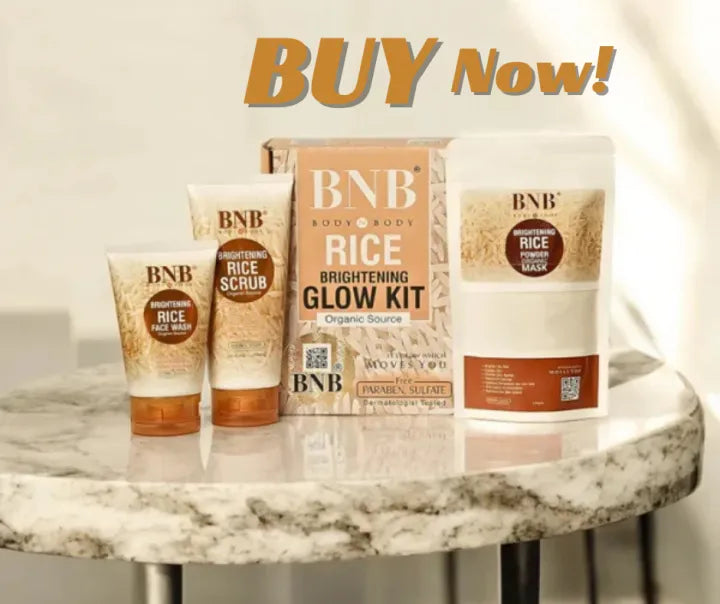 BNB Organic Source Rice Brightening Glow Kit, Face Wash+Scrub+Mask, Dermatologist-Tested