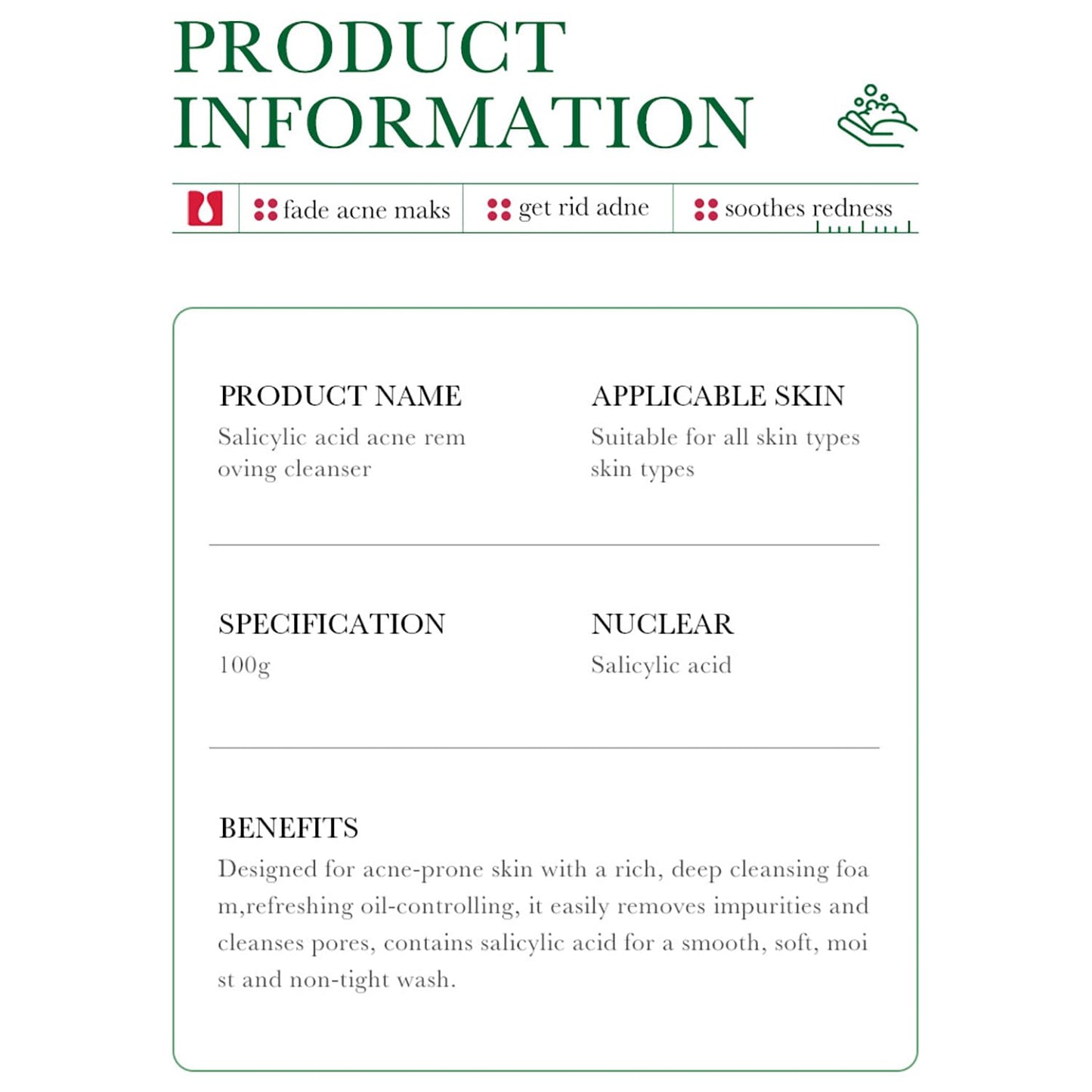 BIOAQUA Salicylic Acid Acne Removal Cleanser