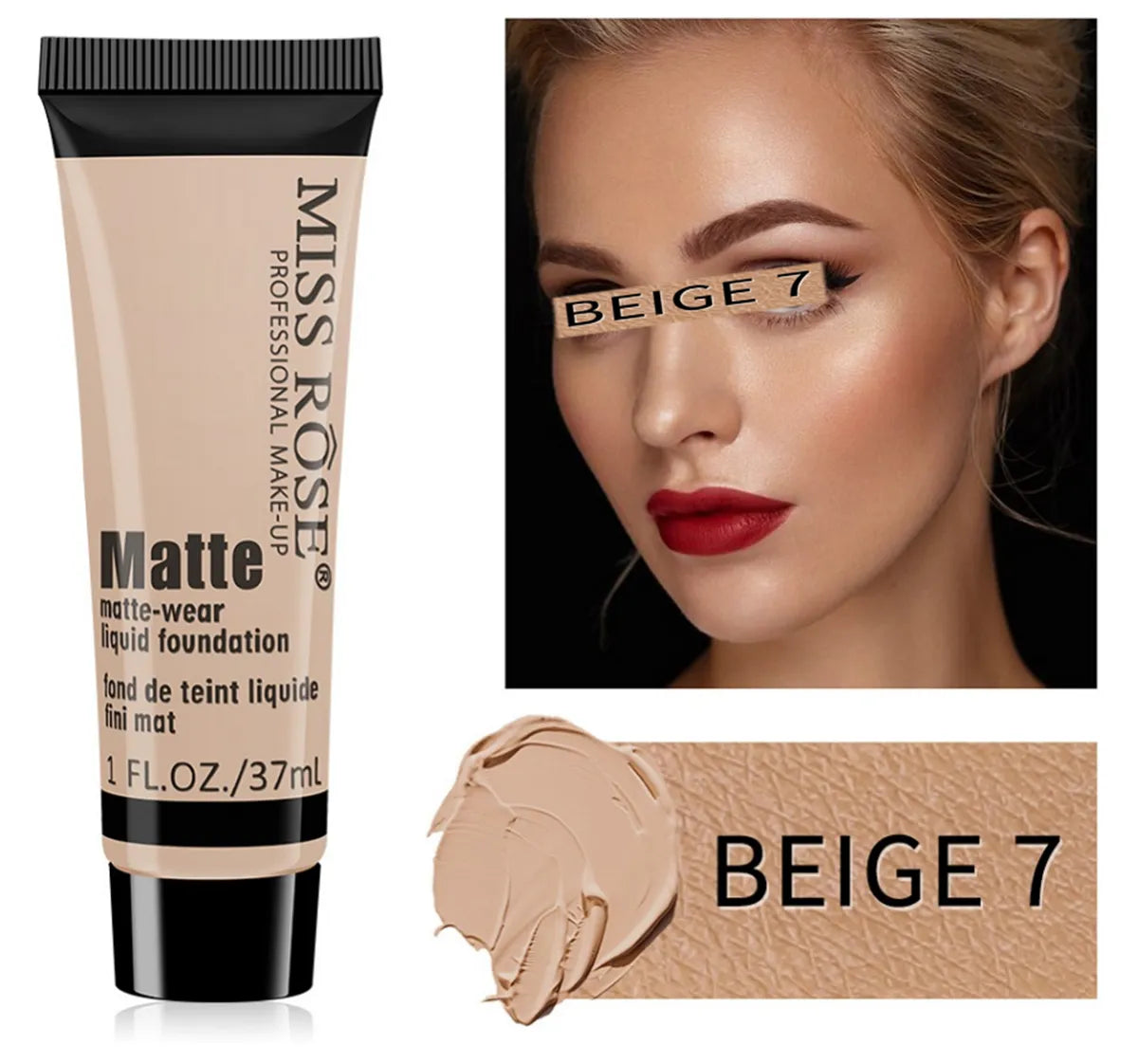 MISS ROSE Full Coverage Matte Foundation 37ml