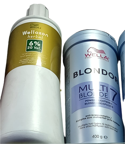 Wella Blondor Multi Blonde Lightening Powder 400g, Welloxon Herbal 6% 20 Vol 1000ml